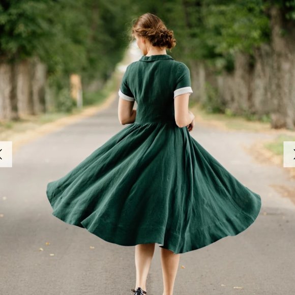 SOLD Son de Flor classic linen dress - mint green - Picture 2 of 6